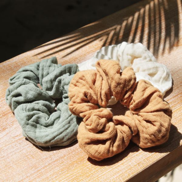 Chouchou gaze de coton - Pompons et Coquillages
